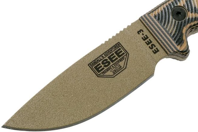 ESEE Model 3 Dark Earth Blade 3D Coyote-Black G10 Survival Knife 3PMDE-005 Black Sheath + Belt Clip 5 ESEE Model 3 Dark Earth Blade 3D Coyote-Black G10 Survival Knife 3PMDE-005 Black Sheath + Belt Clip - Image 3