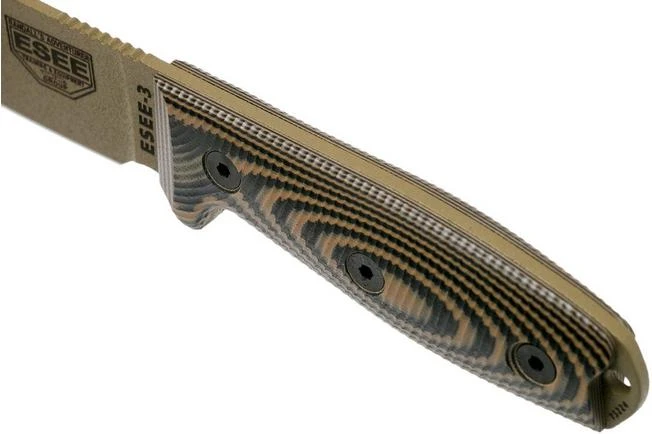 ESEE Model 3 Dark Earth Blade 3D Coyote-Black G10 Survival Knife 3PMDE-005 Black Sheath + Belt Clip 7 ESEE Model 3 Dark Earth Blade 3D Coyote-Black G10 Survival Knife 3PMDE-005 Black Sheath + Belt Clip - Image 5