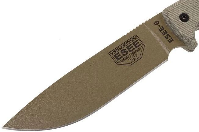 ESEE Model 6 Desert Tan Blade 6P-DE Survival Knife With Black Sheath + Belt Clip 5 ESEE Model 6 Desert Tan Blade 6P-DE Survival Knife With Black Sheath + Belt Clip - Image 3