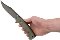 Rick Hinderer Ranch Bowie Green Canvas Micarta, DLC Stonewashed, Bowie Knife -Victorinox || Böker || DMT Sales HRK TRB DLC GM 06 rick hinderer knives