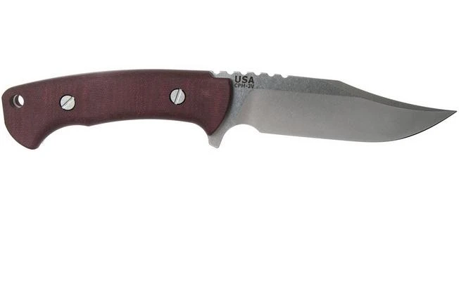 Rick Hinderer Ranch Bowie Burgundy Canvas Micarta, Stonewashed, Bowie Knife 4 Rick Hinderer Ranch Bowie Burgundy Canvas Micarta, Stonewashed, Bowie Knife - Image 2