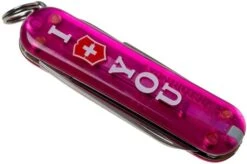 Victorinox Classic ‘The Gift’, I Love You, Translucent Pink 0.6233.T855 Swiss Pocket Knife -Victorinox || Böker || DMT Sales VT0 6223 T855 04 victorinox
